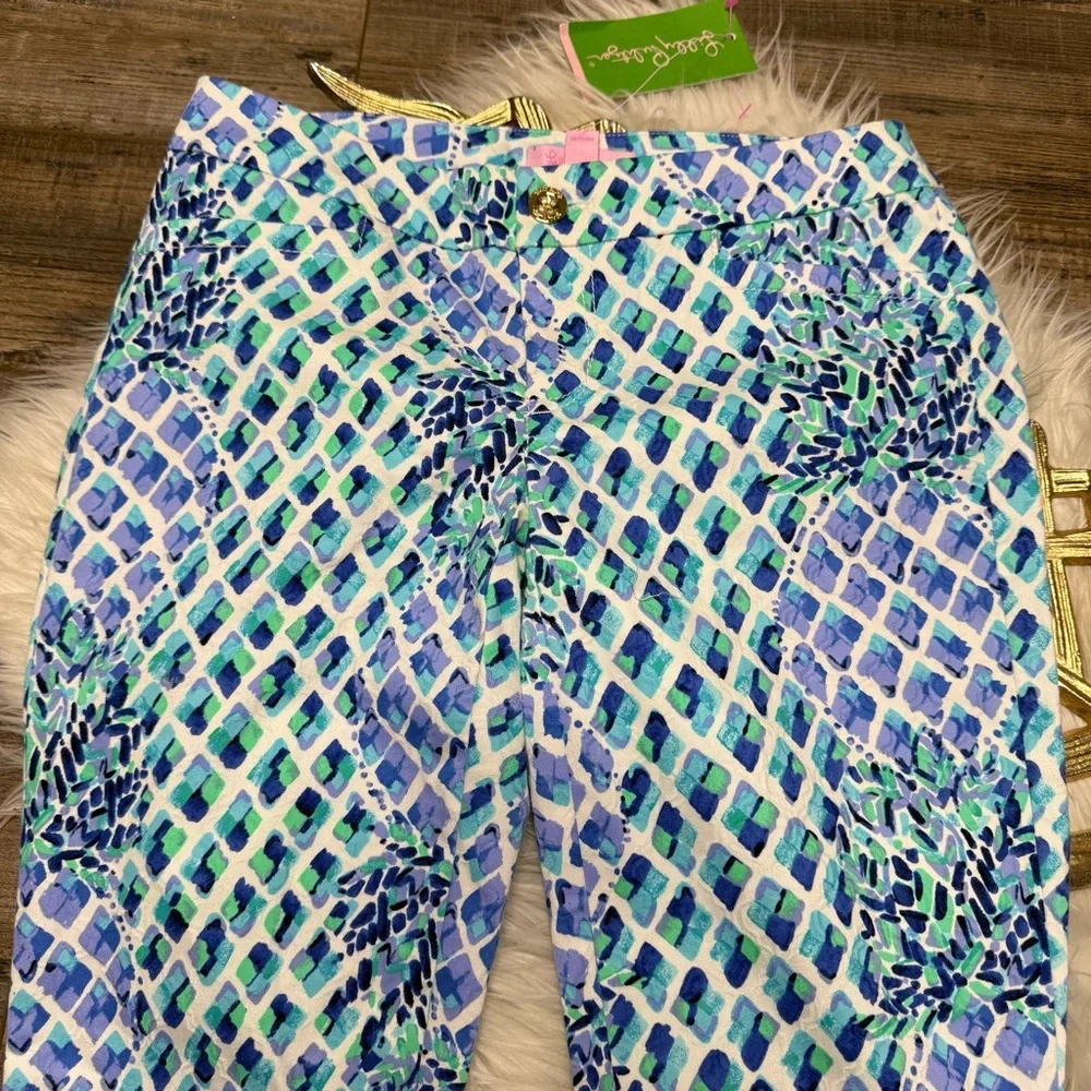 Lilly Pulitzer Kelly Skinny Blue Ankle Pant Resort White NWT - Picture 3 of 11